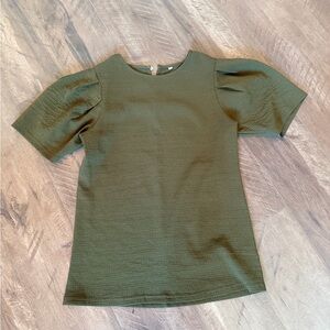 Olive Green Puff Sleeve Top